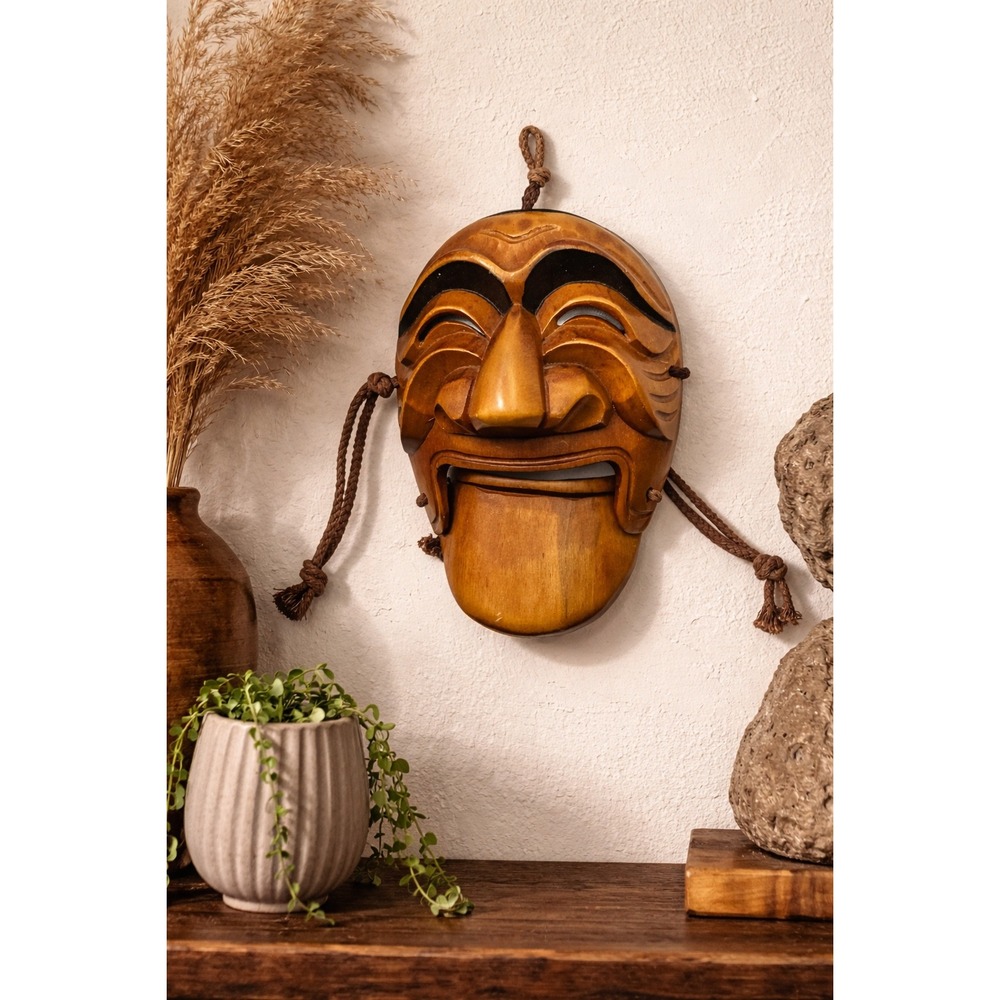 Korean‎ Hahoe Mask Yangban Aristocrat Hand Carved Wood Moving Jaw Andong Talchum